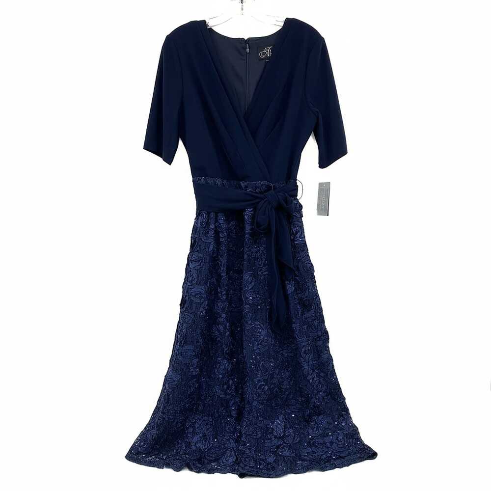 Alex Evenings Blue Sequin Midi A-Line Dress | Women’s Size 10
